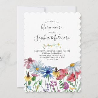 Land Wildblumen Hübsch Wasserfarbe Quinceanera Einladung