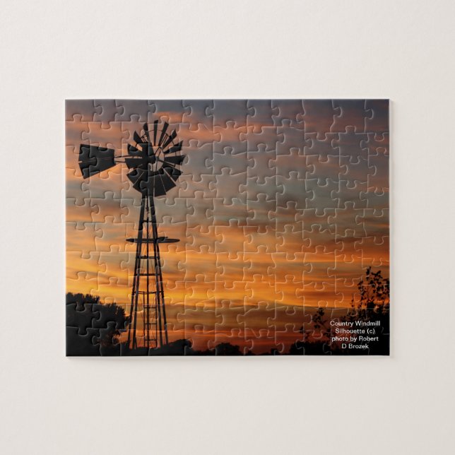Land-Windmühlen-Silhouette-Puzzlespiel (Horizontal)