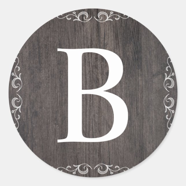 Land Wood Monogram Aufkleber (Vorderseite)
