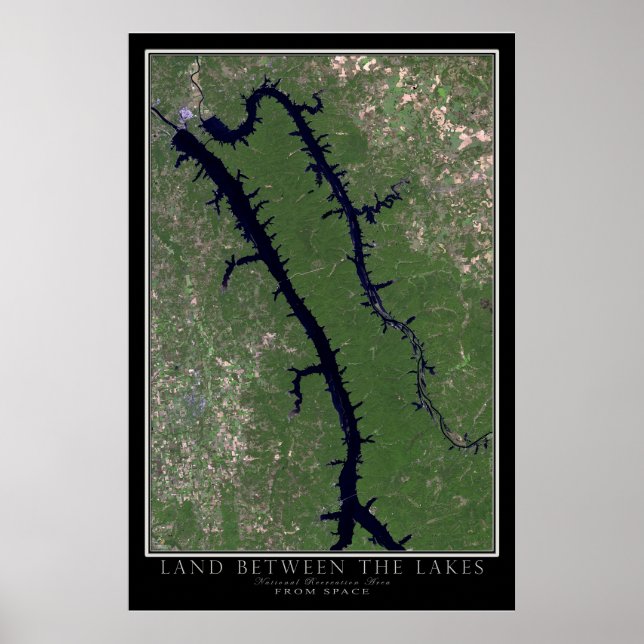 Land Zwischen den Seen Nationalpark Satellitenkart Poster (Vorne)