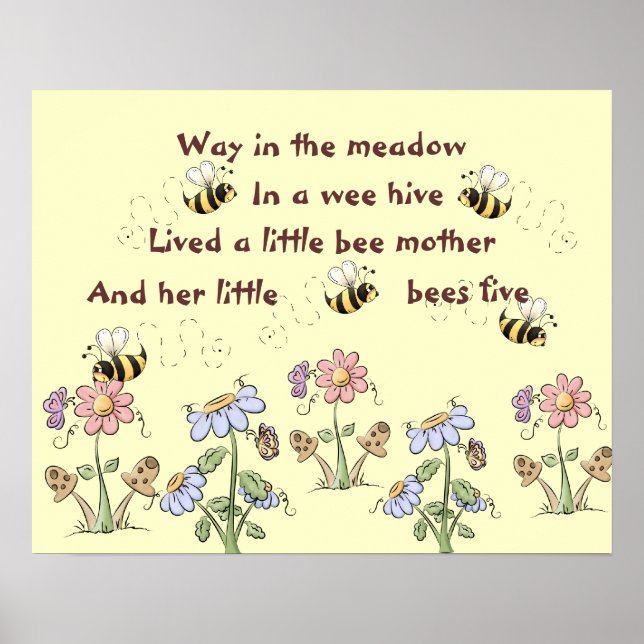 Landbienen und Blume Kinderzimmer Rhyme Poster (Vorne)