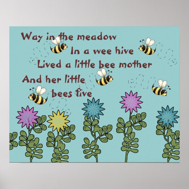 Landbienen und Blume Kinderzimmer Rhyme Poster (Vorne)