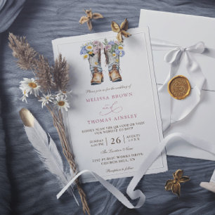 Landblumen Rustikaler Chic Budget QR-Code Hochzeit Einladung