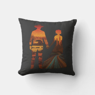 Landcowboy & Stadtmädchen Silhouette Kissen