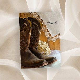 Landcowboystiefel und Spitze Post-Hochzeits-Brunch Einladung
