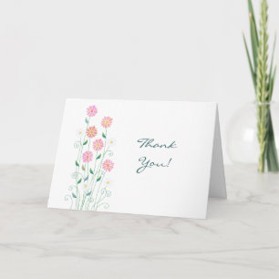 Landdaisies Einfache Handgezeichnete Blumen Hochze Dankeskarte