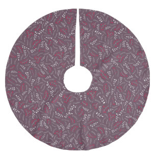 Landei-Aubergine lila rustikales Blattmuster Polyester Weihnachtsbaumdecke