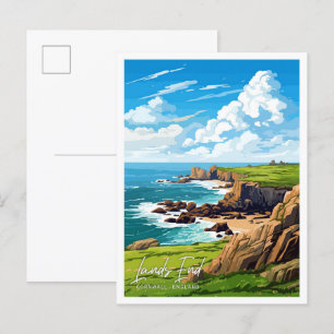 LandEnd Cornwall Travel Vintage Abbildung Postkarte