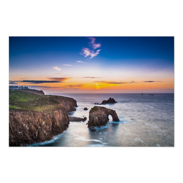 Landend End Sunset Enys Dodnan Armed Knight Cornwa Poster (Vorderseite)