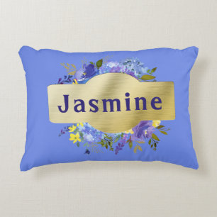 Länder Blume Blauer Lila Blumen und Gold Dekokissen