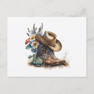 Länder-Cowgirl-Stiefel-Blumenhut Texas Postkarte