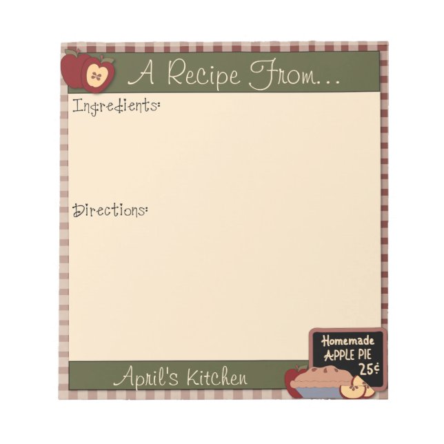 Länderäpfel Rezept Notepad Notizblock (Vorderseite)