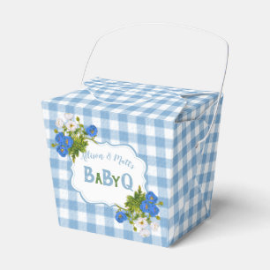 Ländercheck Blau Gingham Blumen BabyQ BBQ Geschenkschachtel