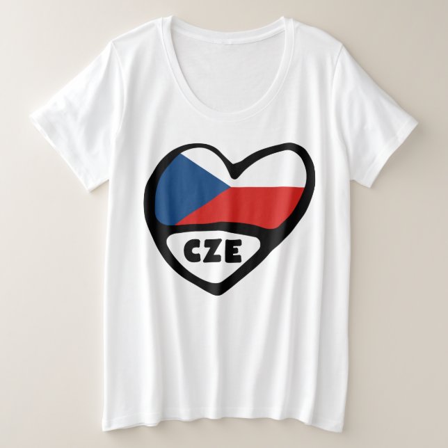 Ländercode des Landes Herz, CZE Große Größe T-Shirt (Design vorne)