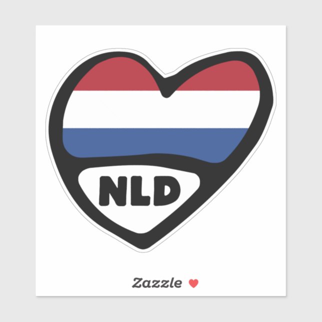 Ländercode Flaggenherz der Niederlande, NLD Aufkleber (Blatt)
