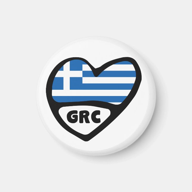 Ländercode Flaggenherz Griechenland, GRC Magnet (Vorne)