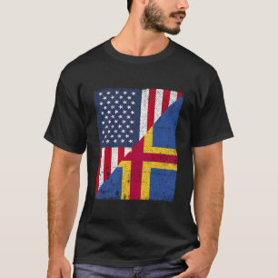 Länderflagge Halbe USA Halb Aland T-Shirt