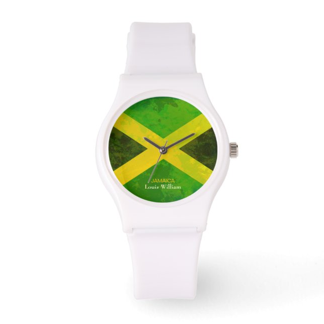 Länderflagge jamaica rasta Name Armbanduhr (Vorderseite)