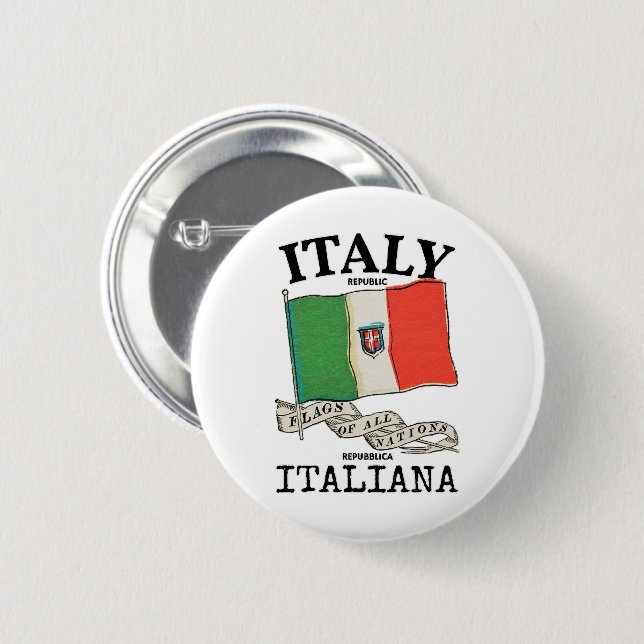 Länderflagge Vintag Italien Button (Vorne & Hinten)