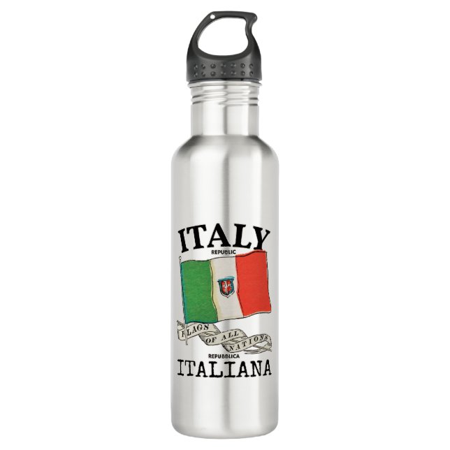 Länderflagge Vintag Italien Edelstahlflasche (Vorderseite)
