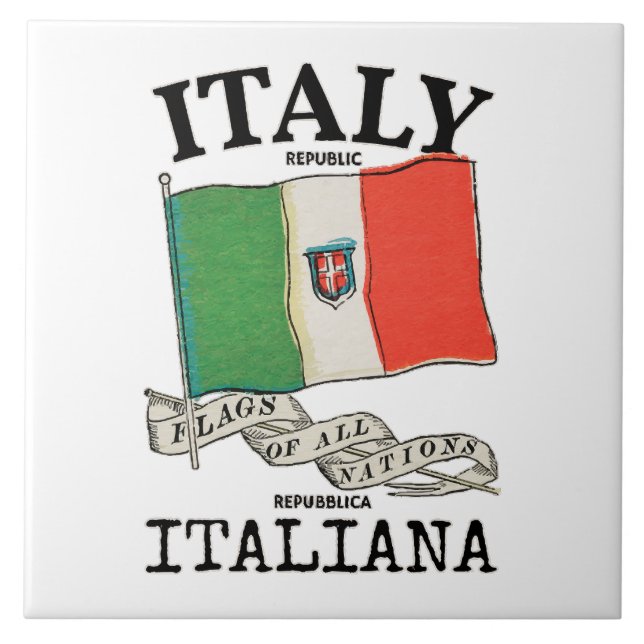 Länderflagge Vintag Italien Fliese (Vorderseite)