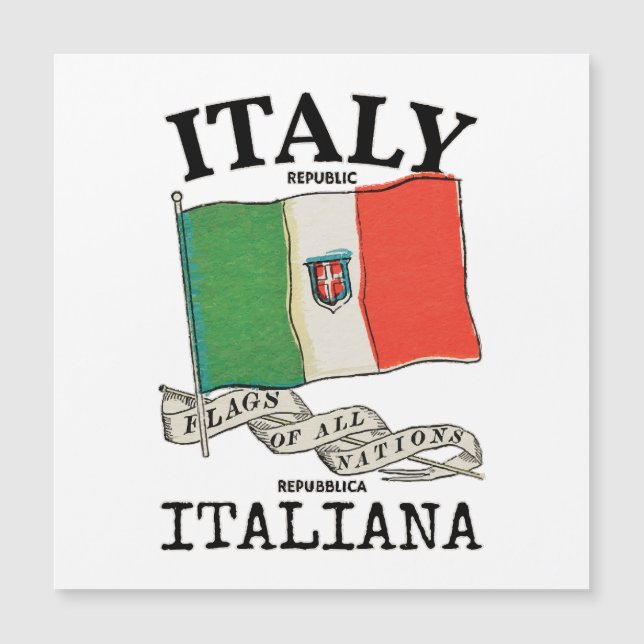 Länderflagge Vintag Italien Magnetkarte (Vorderseite)