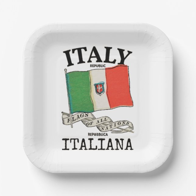 Länderflagge Vintag Italien Pappteller (Vorderseite)