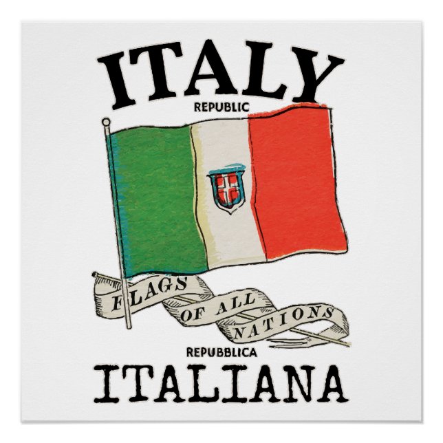 Länderflagge Vintag Italien Poster (Vorderseite)
