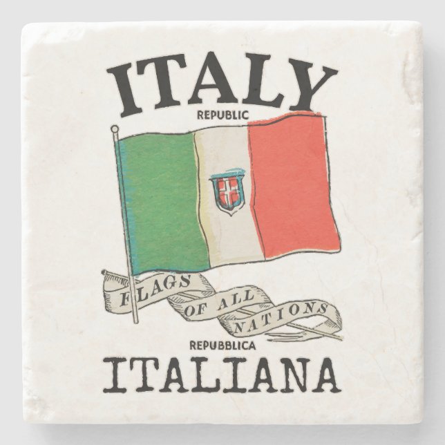 Länderflagge Vintag Italien Steinuntersetzer (Vorderseite)