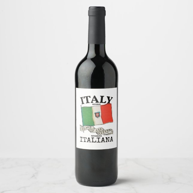 Länderflagge Vintag Italien Weinetikett (Vorderseite)