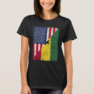 Länderflaggen-Design halb USA halb Ghana T-Shirt