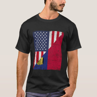 Länderflaggengestaltung - Halb USA - halb Liechten T-Shirt