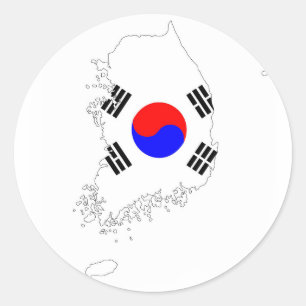 Länderflaggenplan Südkorea - Silhouette Runder Aufkleber