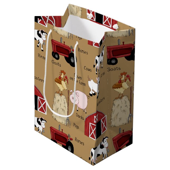 Ländermuster mittlere Geschenktasche Mittlere Geschenktüte (Vorderseite Schrägansicht)