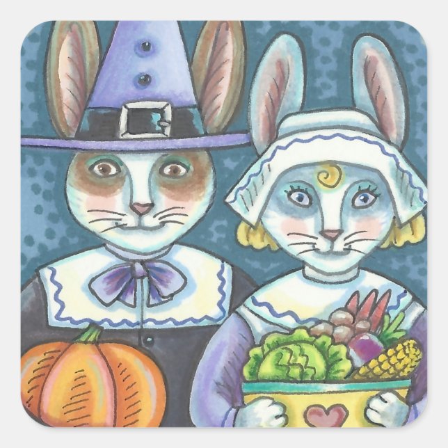 LÄNDERPILGRIMEN, ERNTEDANK RABBIT STICKERS Squ (Vorderseite)