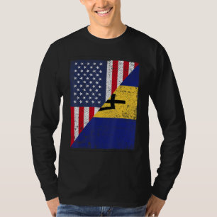 Landesflagge halb USA halb Barbados T-Shirt