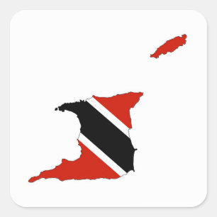 Landesflaggekarte Trinidads Tobago Quadratischer Aufkleber
