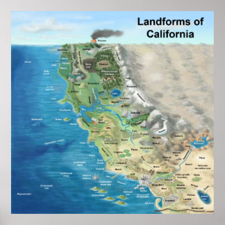Landformen Kaliforniens Poster