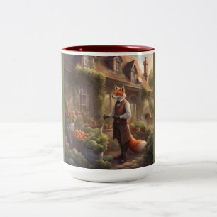Landfuchs bewässert Gemüsegarten Zweifarbige Tasse