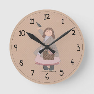 Landgarten-Mädchen-Wanduhr Runde Wanduhr