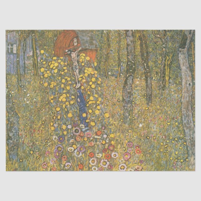 Landgarten mit Kruzifix (von Gustav Klimt) Seidenpapier (Vorderseite)