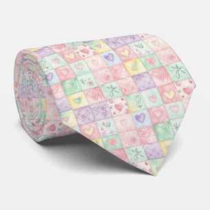 Landhaus-Blumen-Patchwork-Gingham-Pastell Krawatte