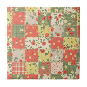 Landhaus-Blumen-Patchwork-Muster Fliese