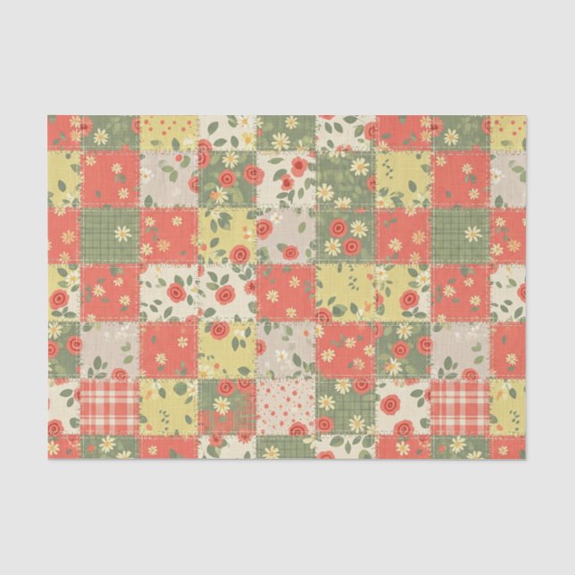 Landhaus-Blumen-Patchwork-Muster Seidenpapier (Vorderseite)