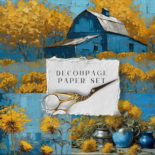 Landhaus Blumen Rustikale Vintage Textur Decoupage Geschenkpapier Set