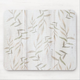 Landhaus Botanisch Weiß Holz Rosenrot Rustikale Bl Mousepad
