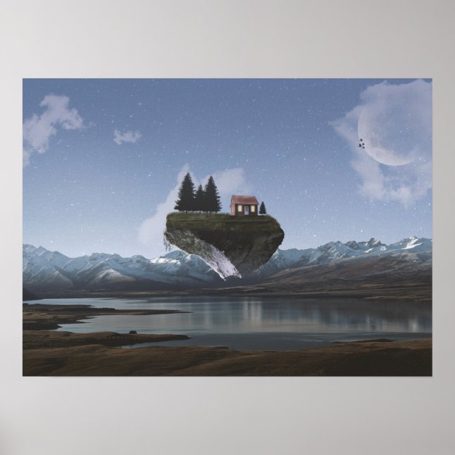 Landhaus, Fantasie Floating Land Poster (Vorne)