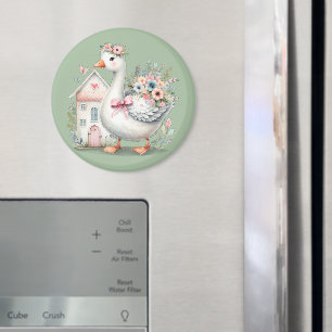 Landhaus-Gans-Blumenhaus-Szene Magnet