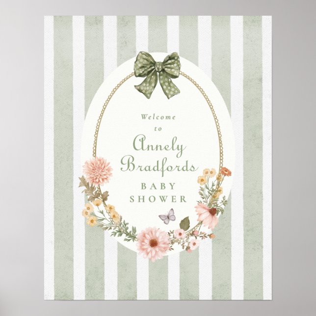 Landhaus-Gingham-Blumenmädchen-Willkommensschild Poster (Vorne)