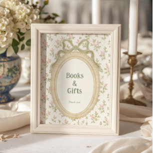 Landhaus Grün Bogen Rahmen Baby Shower Bücher & Ge Poster